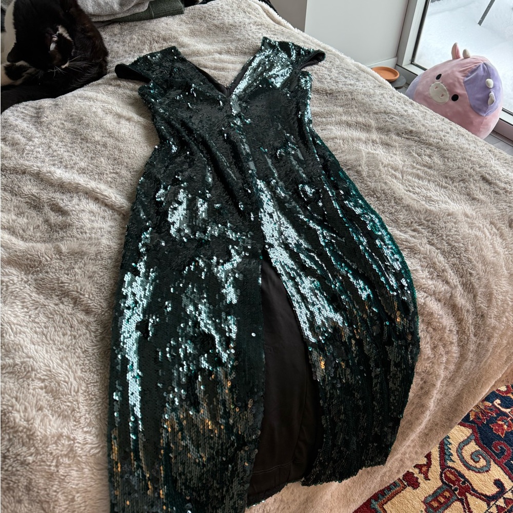 Slate & Willow Teal and Black Sequin Dress